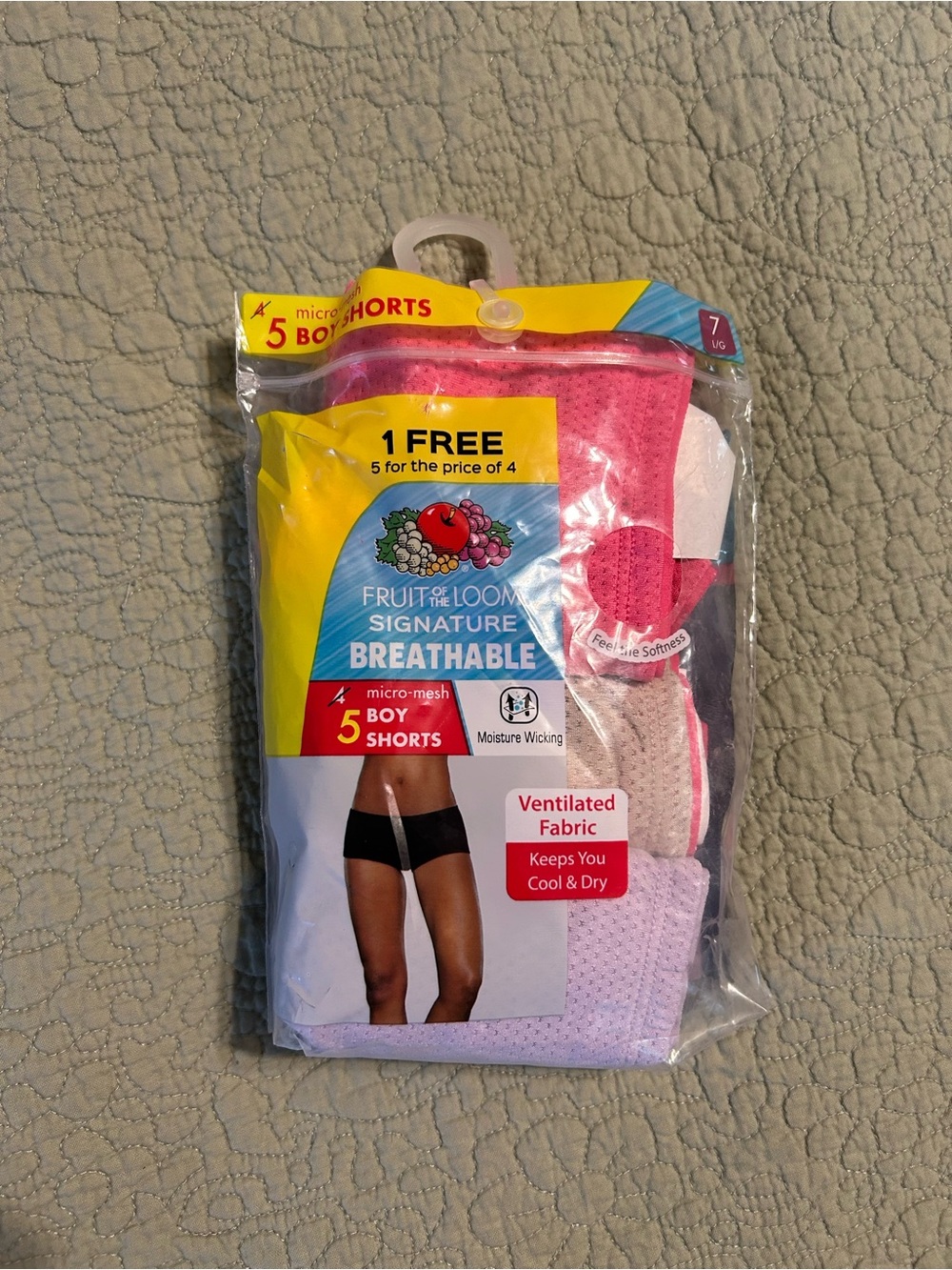 Fruit of the Loom girls Breathable Micro-Mesh BoyShorts - Pink (5 Pack)